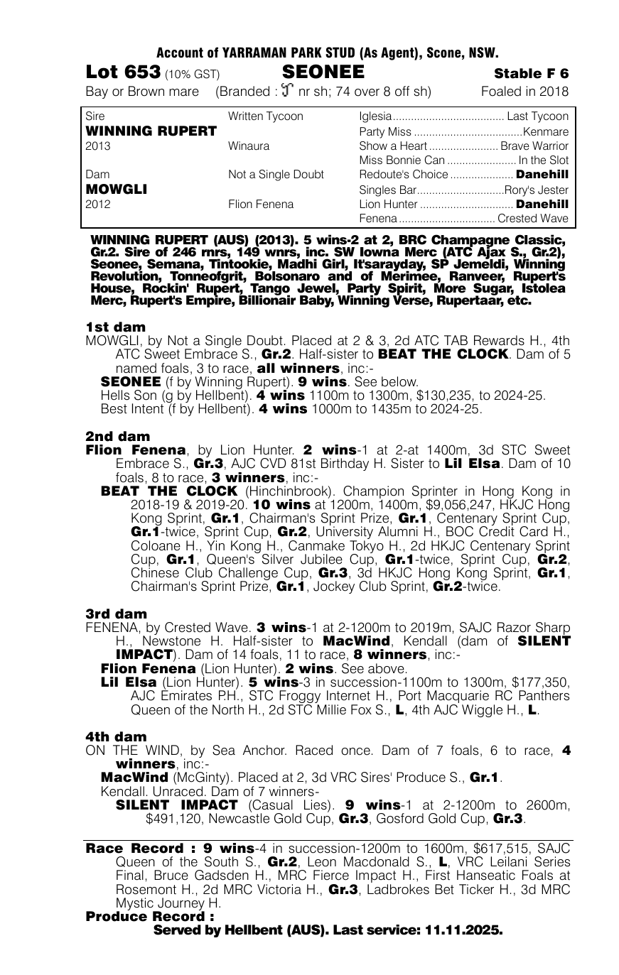 Pedigree - Lot 653
