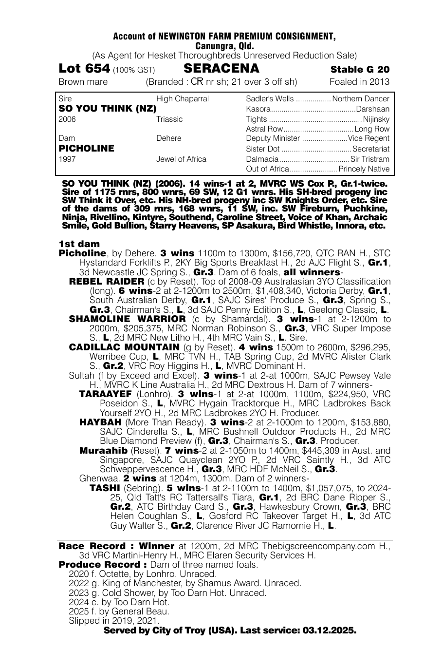 Pedigree - Lot 654