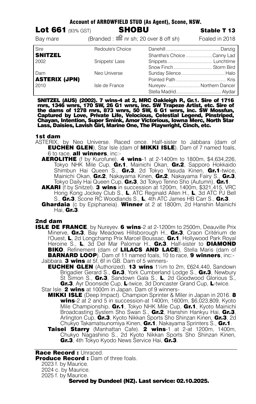 Pedigree - Lot 661