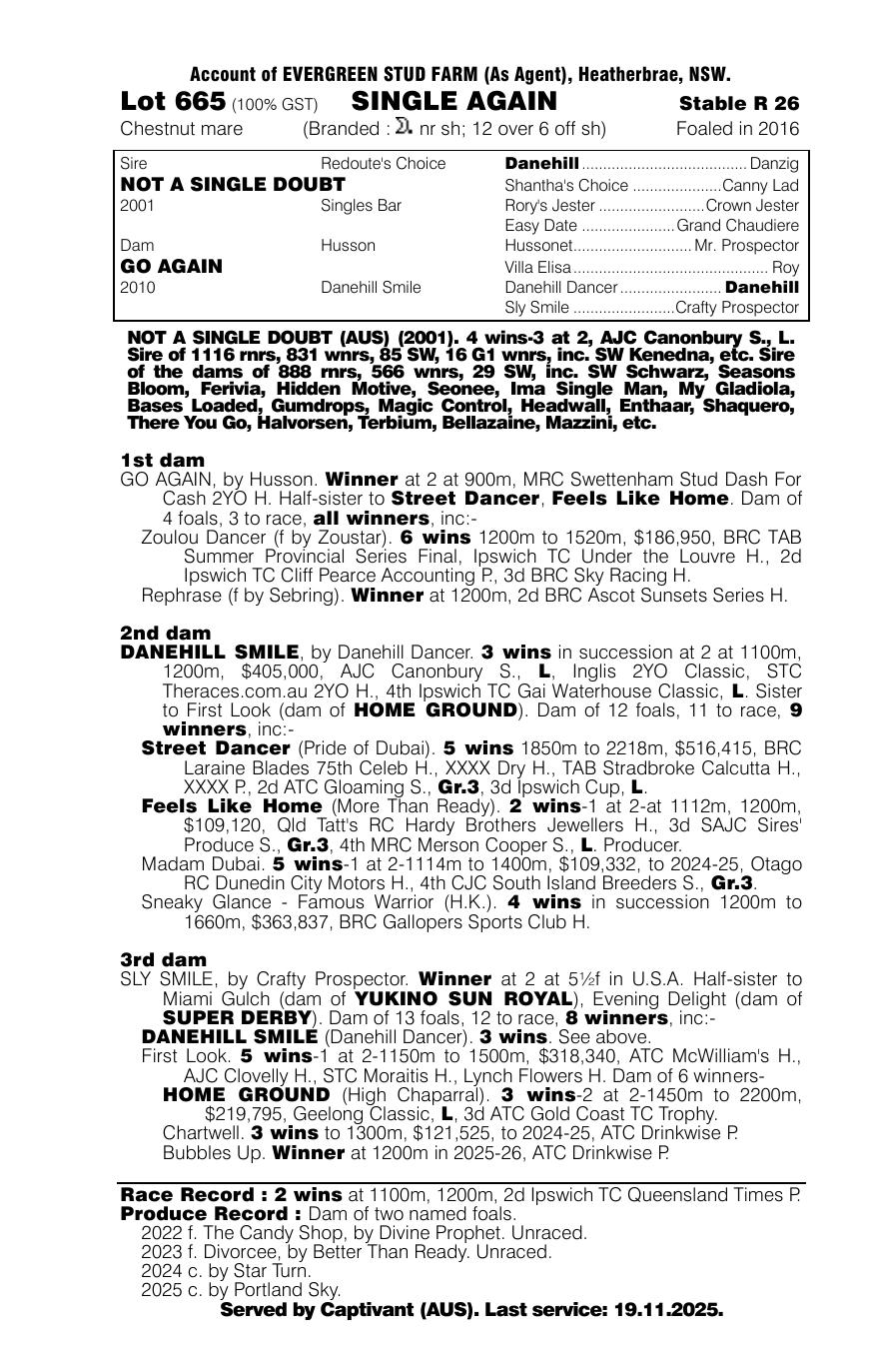 Pedigree - Lot 665
