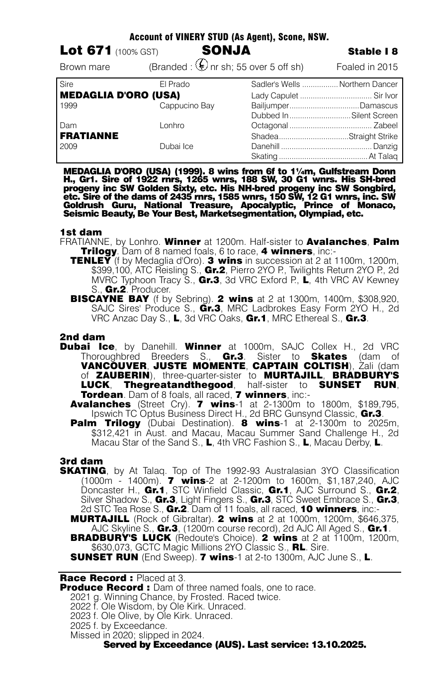 Pedigree - Lot 671