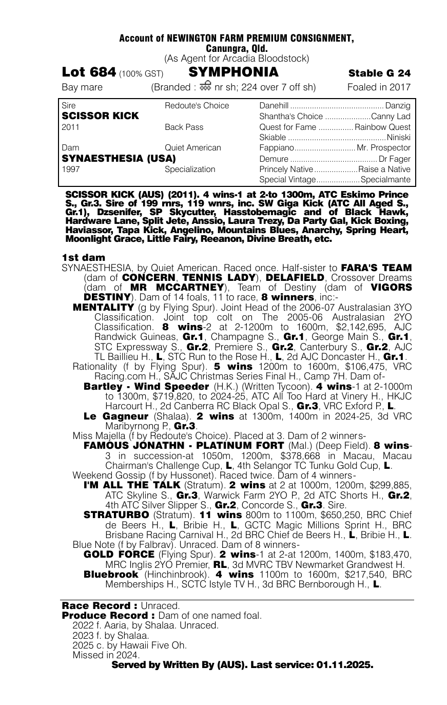 Pedigree - Lot 684