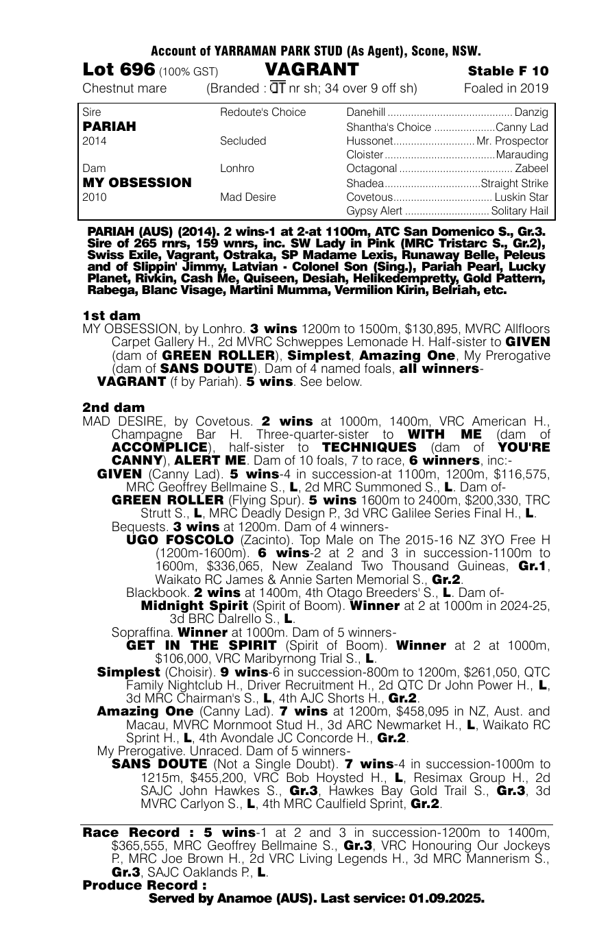 Pedigree - Lot 696
