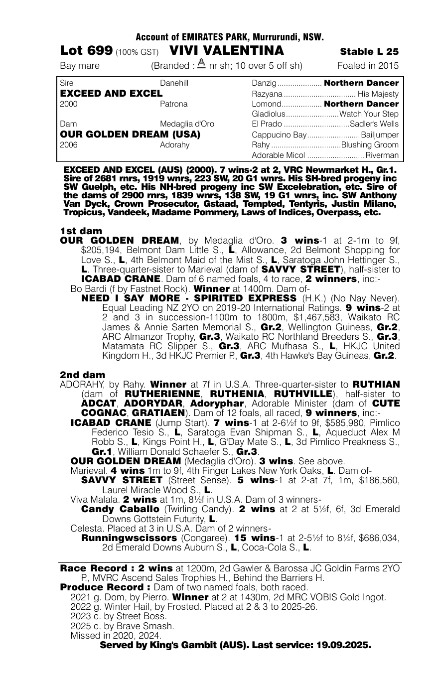 Pedigree - Lot 699