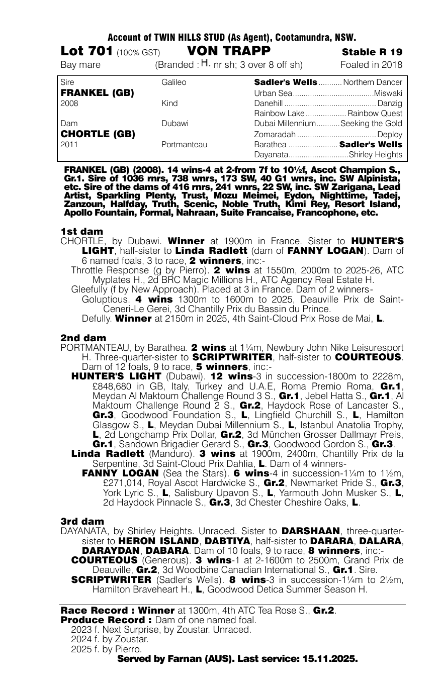 Pedigree - Lot 701