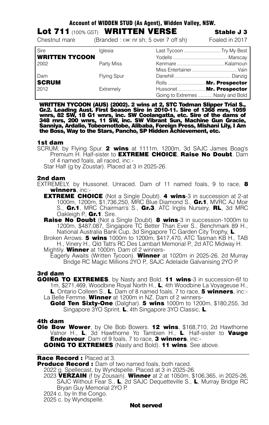Pedigree - Lot 711