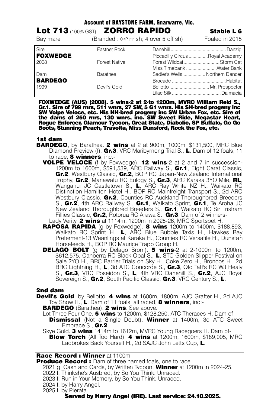Pedigree - Lot 713