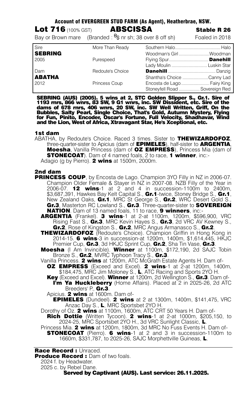 Pedigree - Lot 716