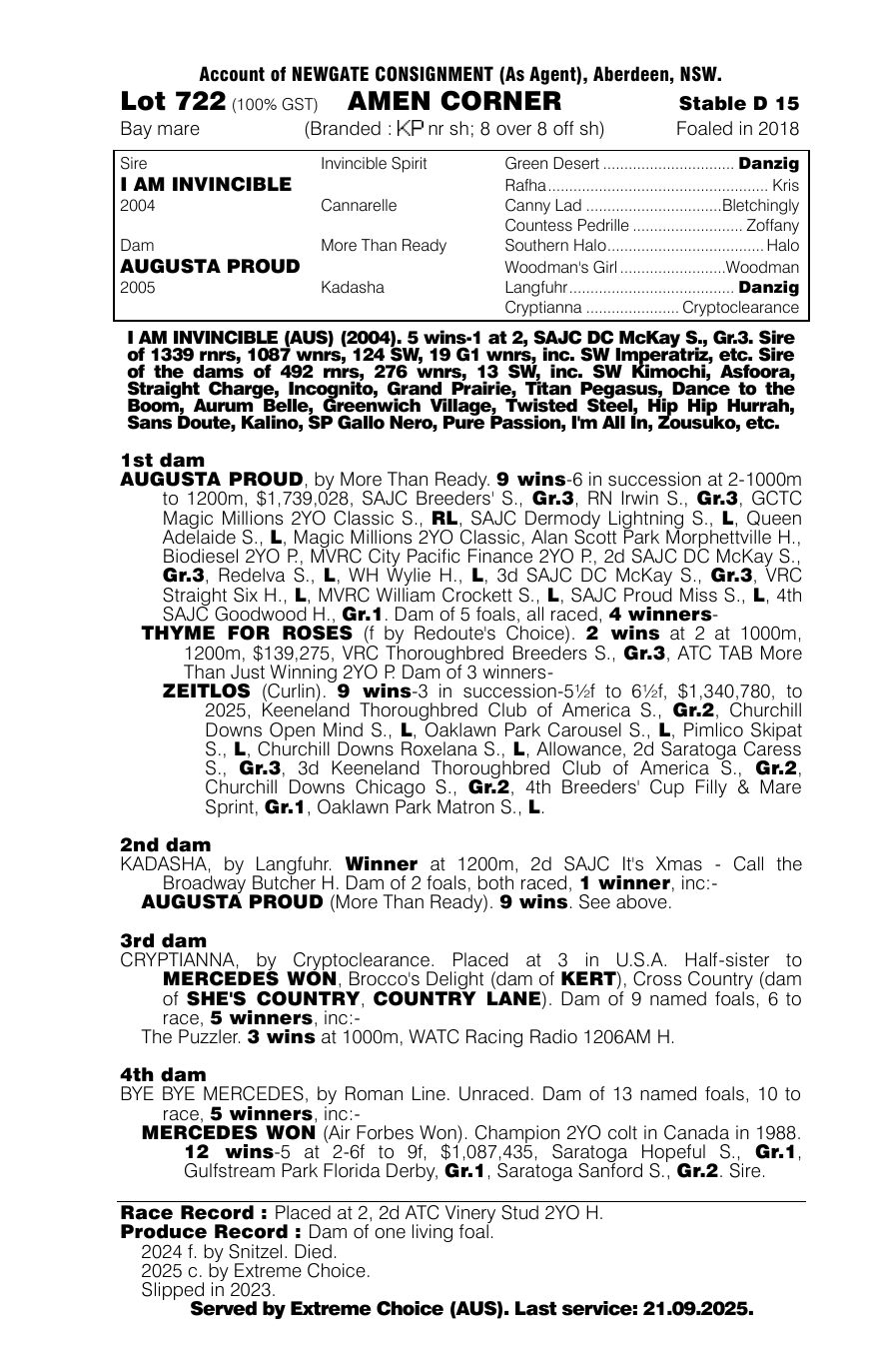 Pedigree - Lot 722