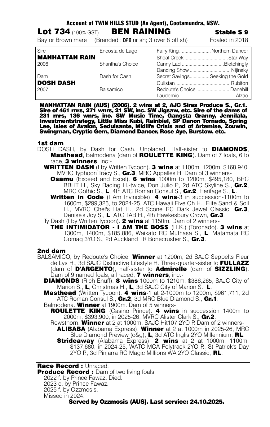 Pedigree - Lot 734