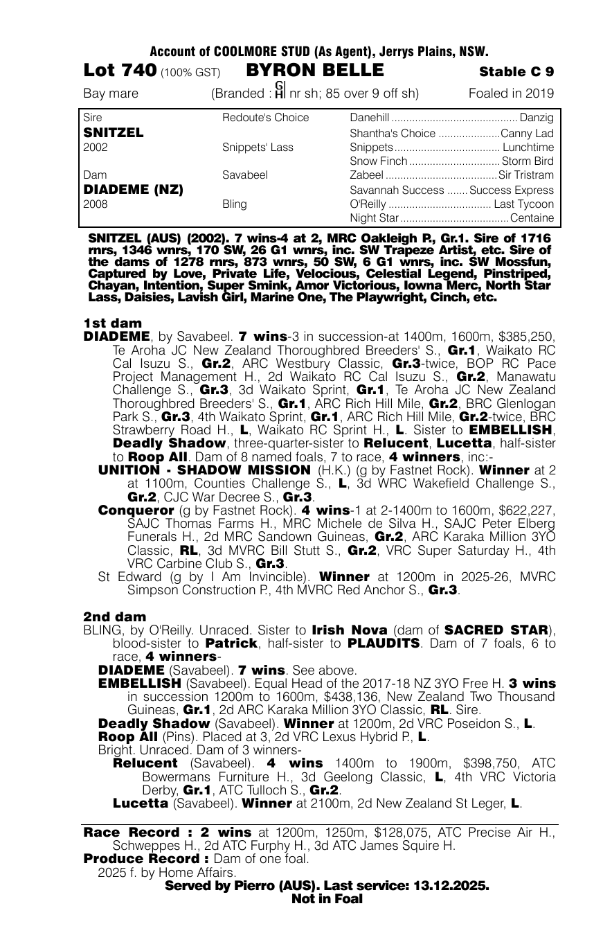 Pedigree - Lot 740
