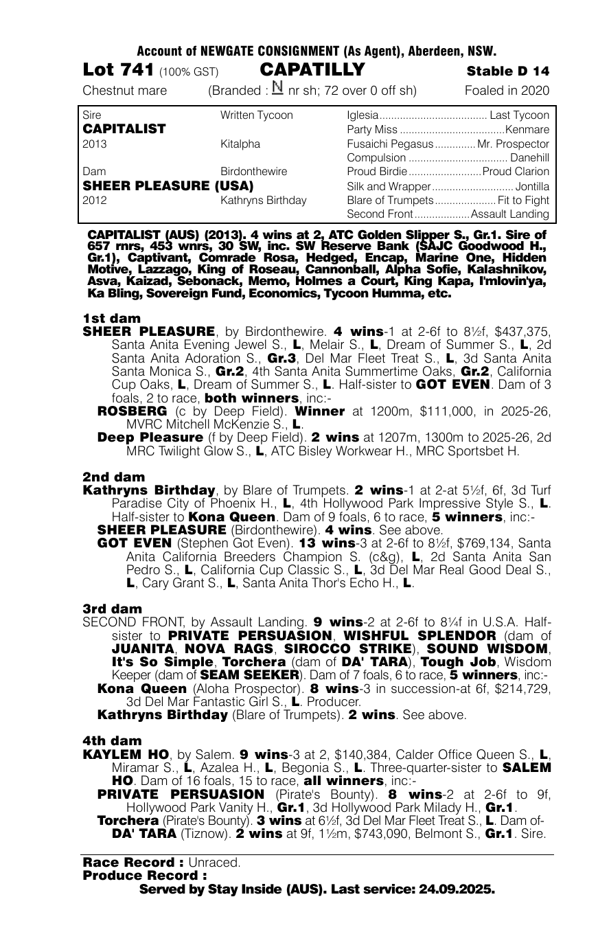 Pedigree - Lot 741