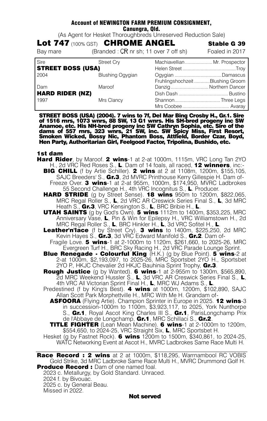 Pedigree - Lot 747