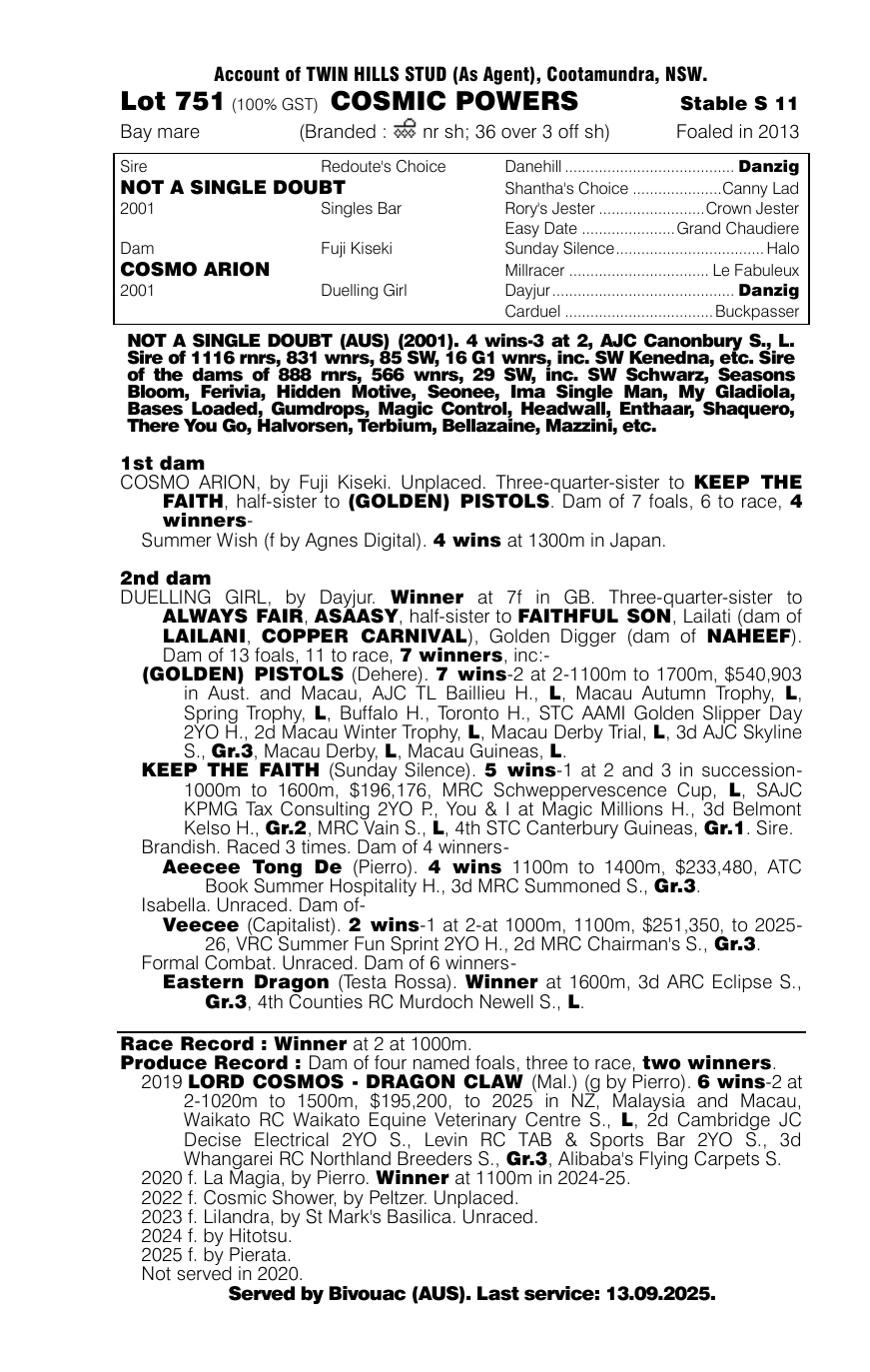 Pedigree - Lot 751