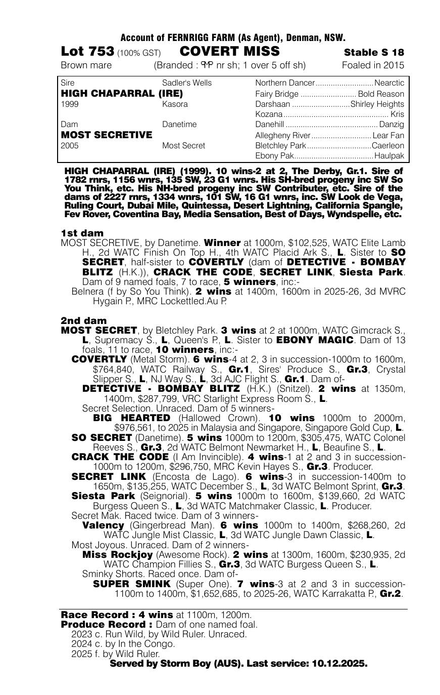 Pedigree - Lot 753