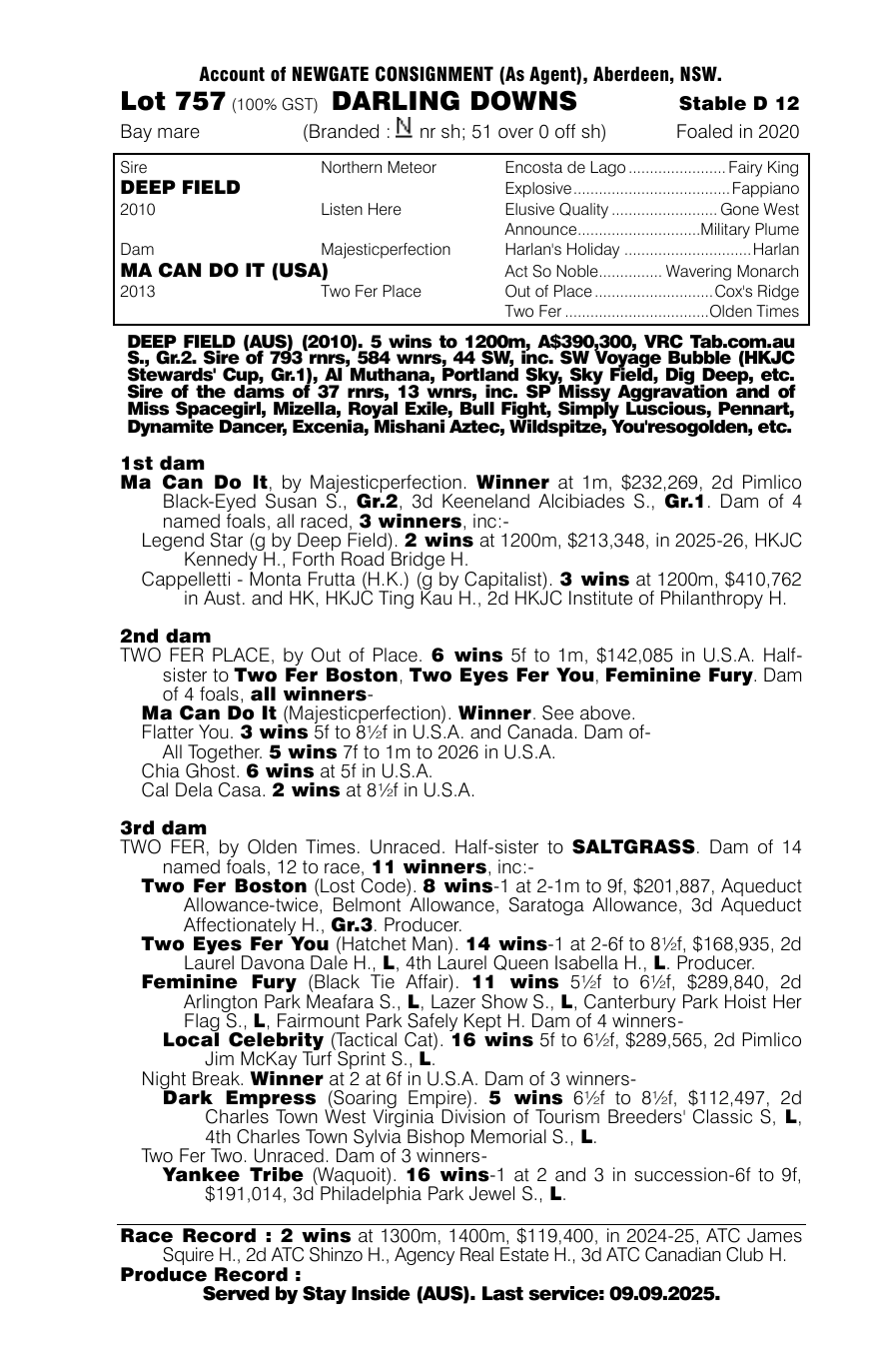 Pedigree - Lot 757