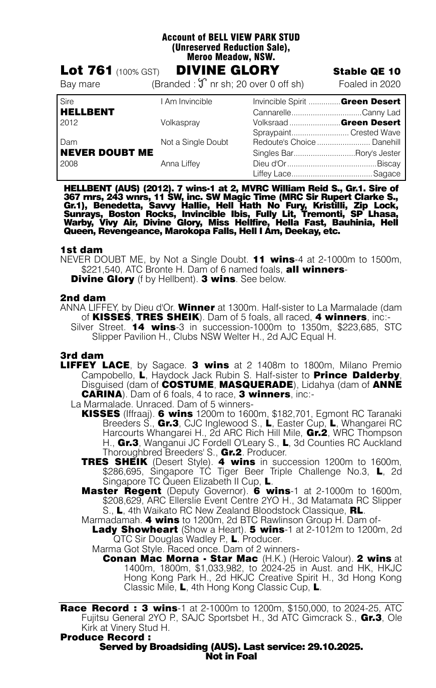 Pedigree - Lot 761