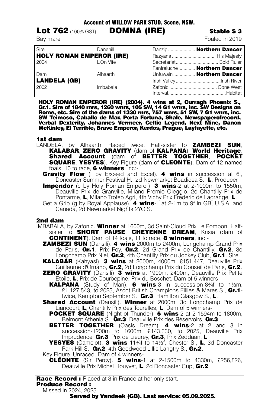 Pedigree - Lot 762