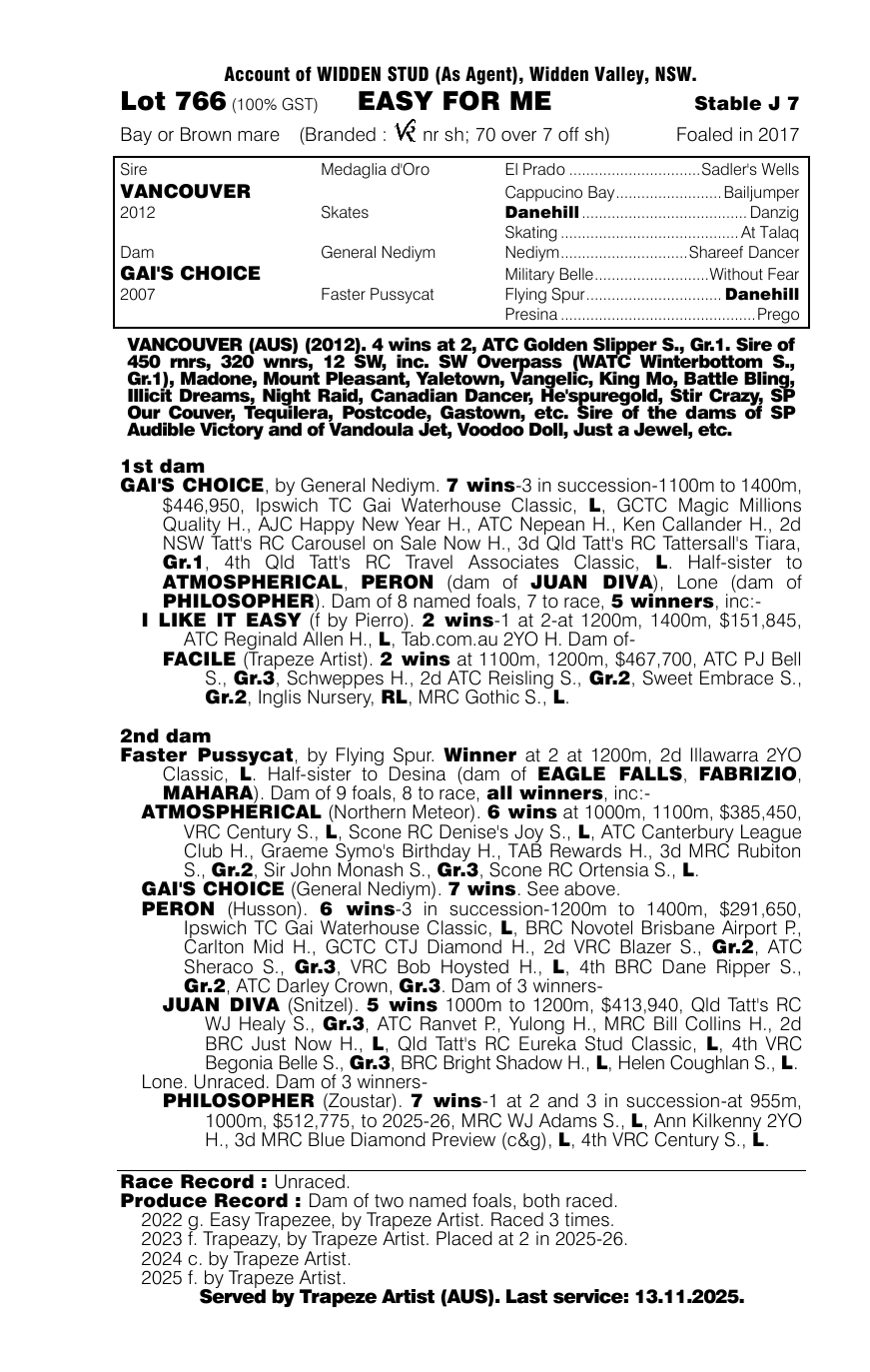 Pedigree - Lot 766