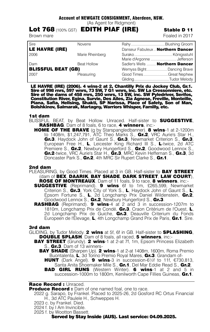 Pedigree - Lot 768