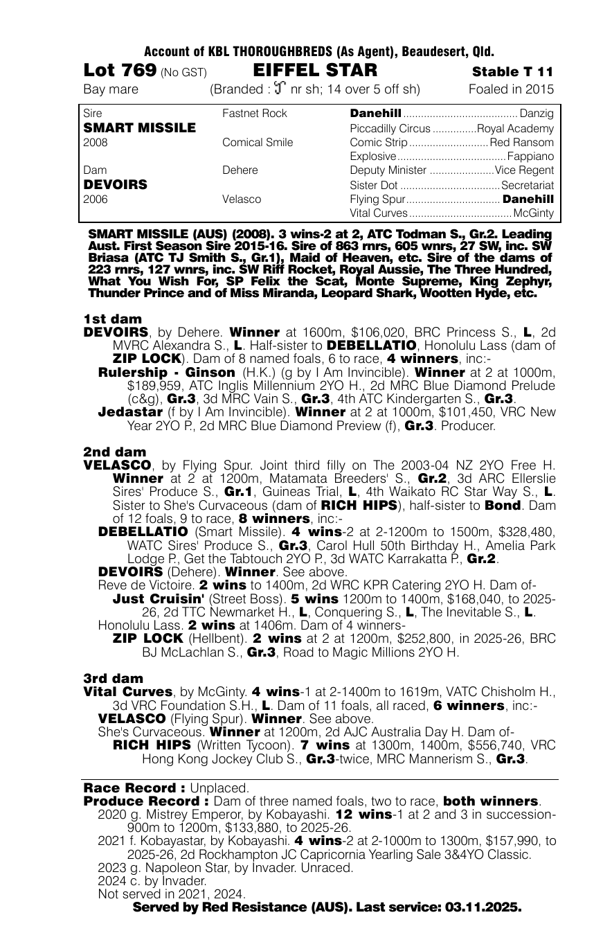 Pedigree - Lot 769