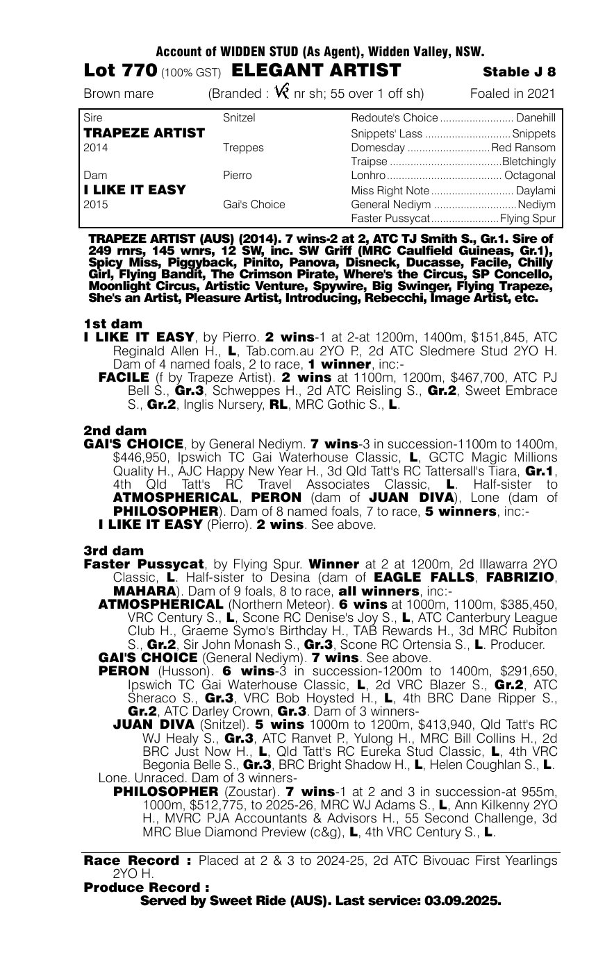 Pedigree - Lot 770