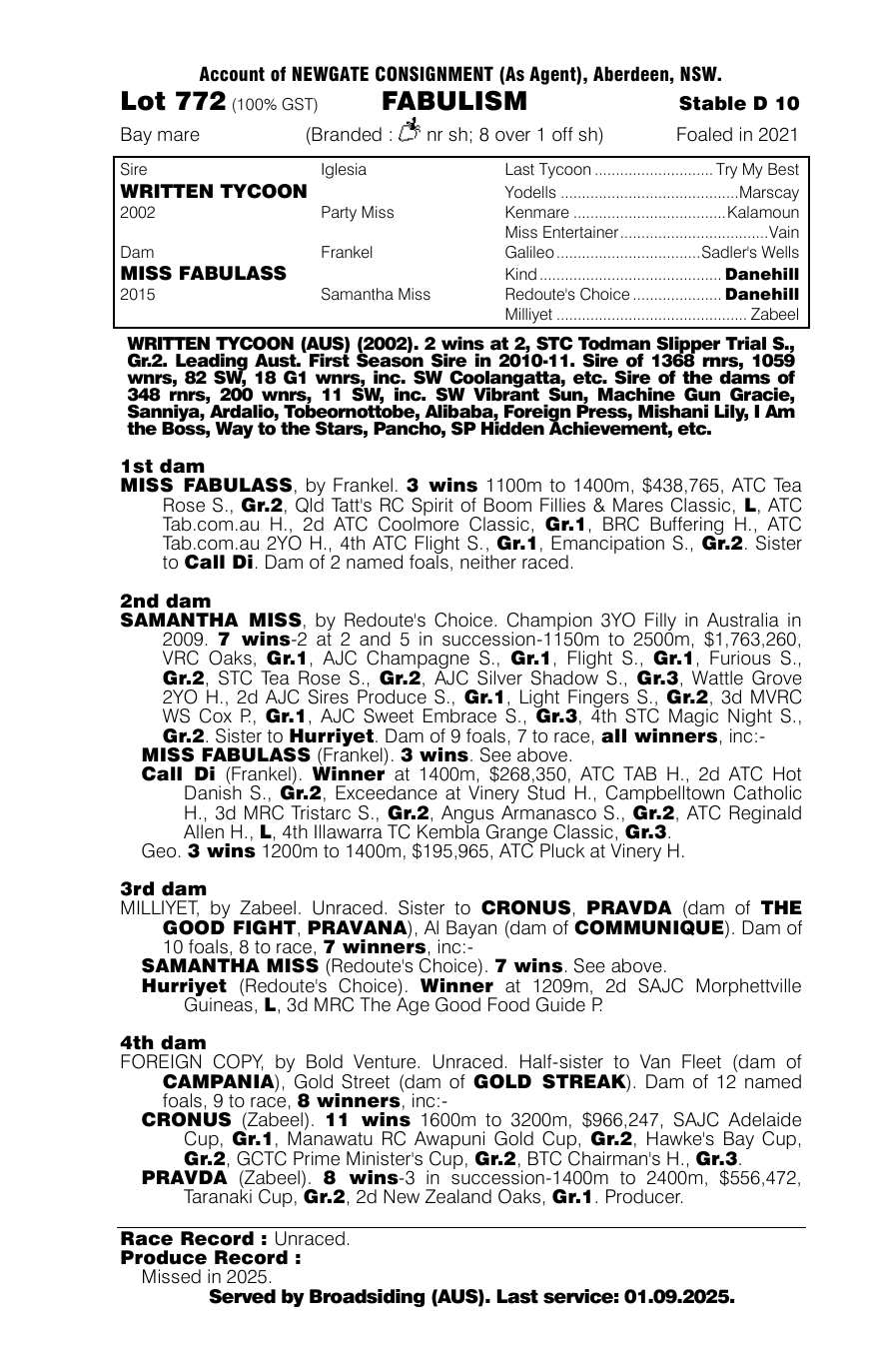 Pedigree - Lot 772