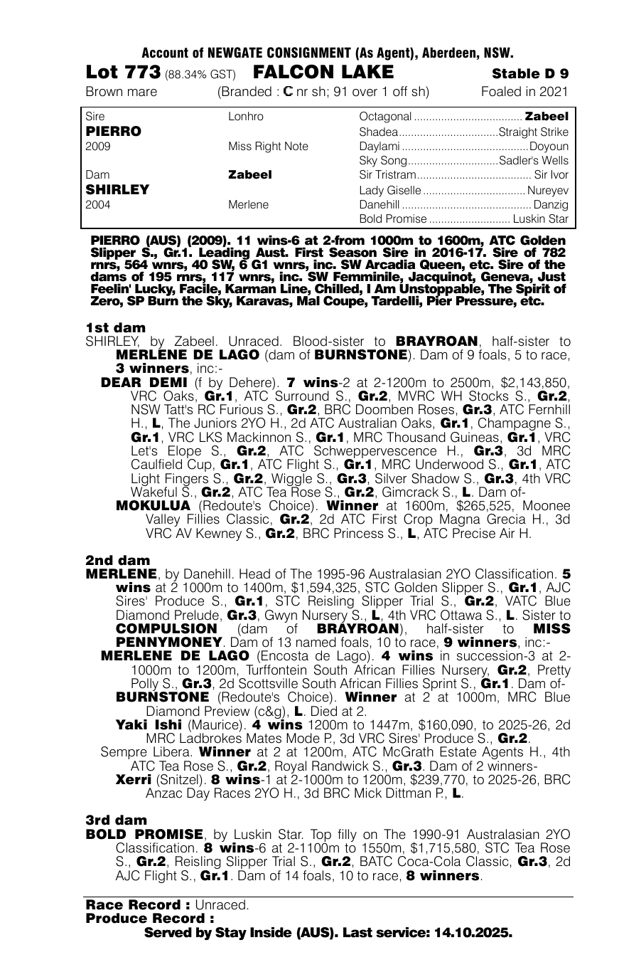 Pedigree - Lot 773