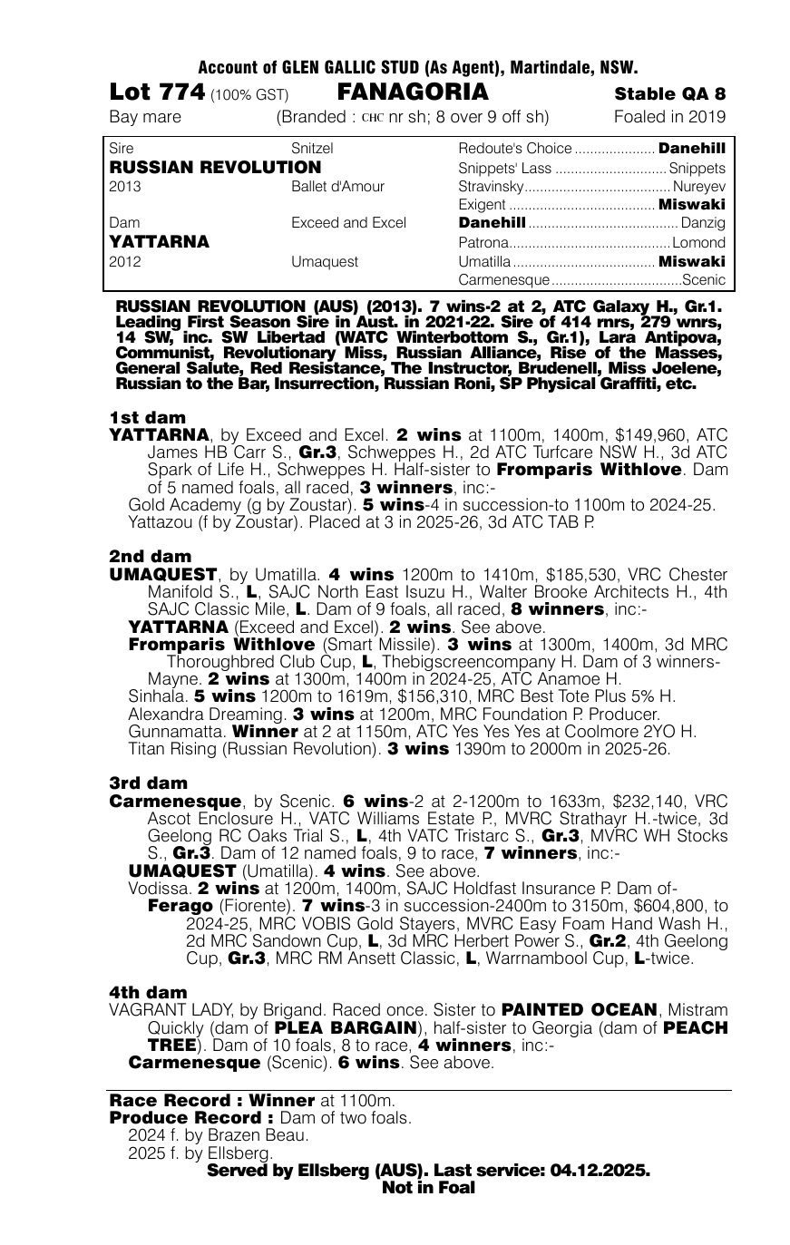 Pedigree - Lot 774