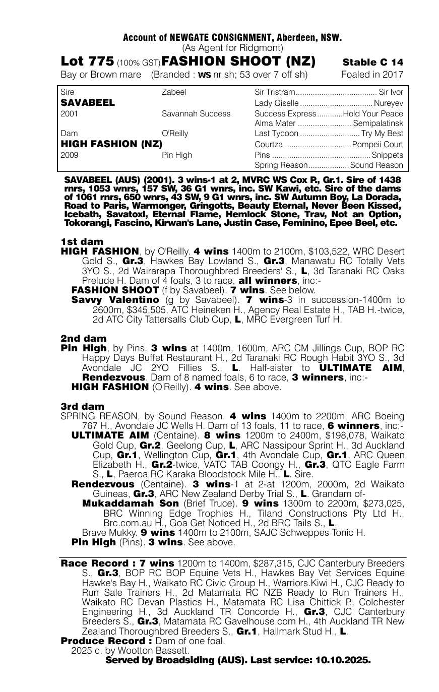 Pedigree - Lot 775