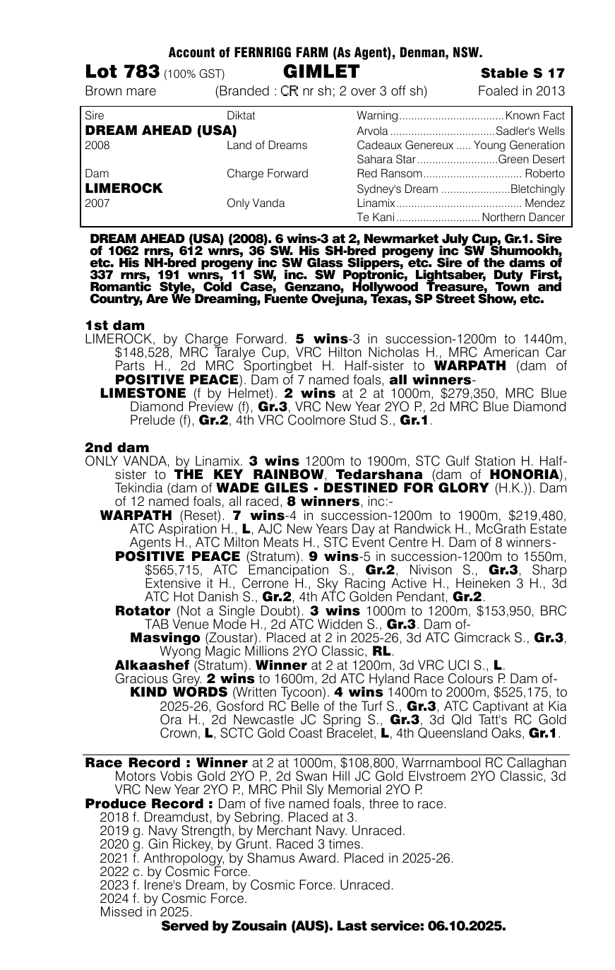 Pedigree - Lot 783