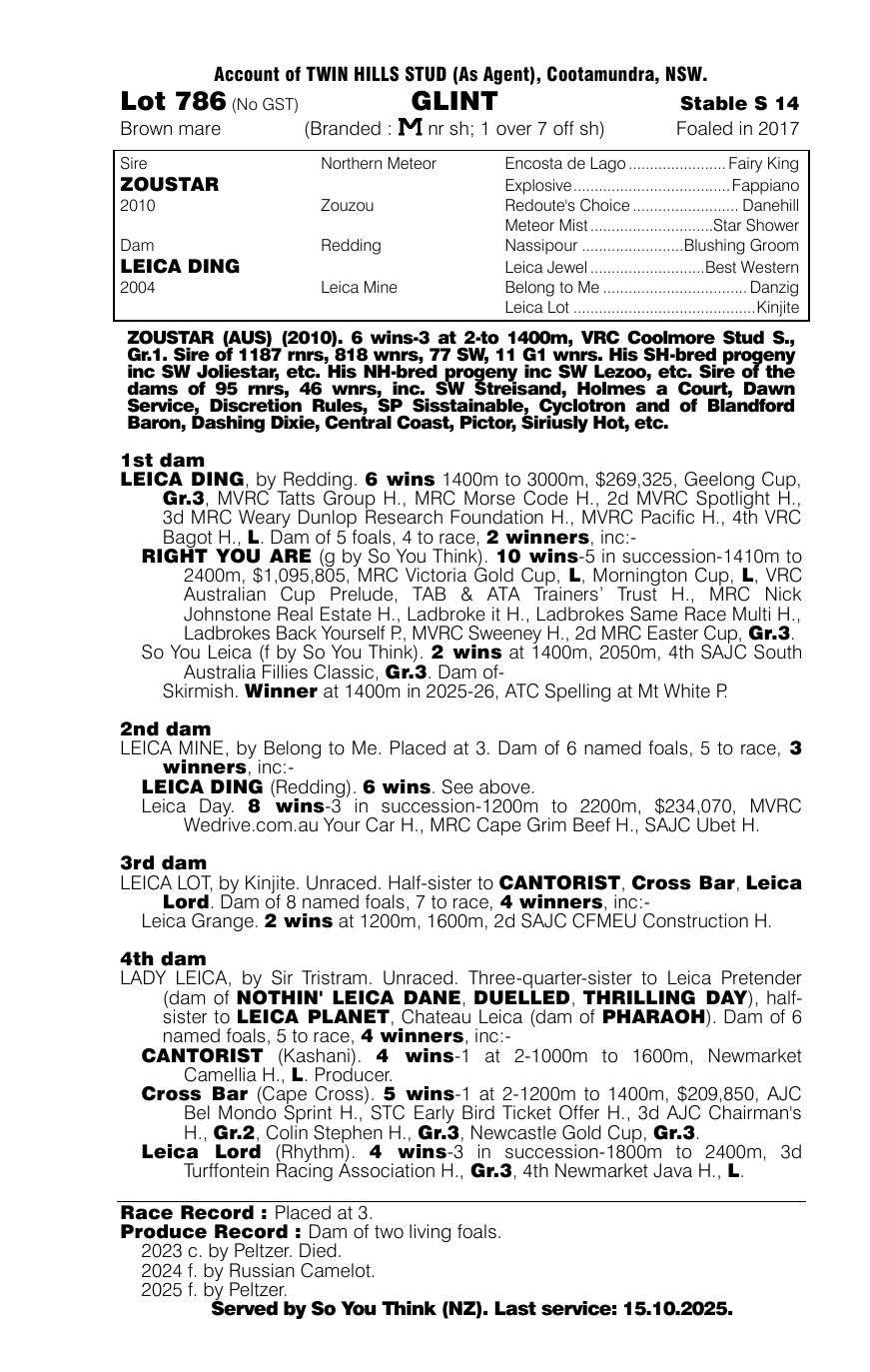 Pedigree - Lot 786