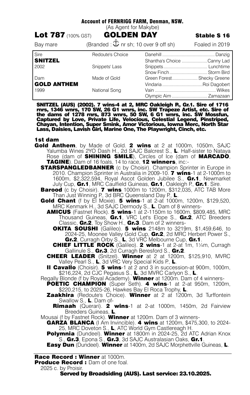Pedigree - Lot 787