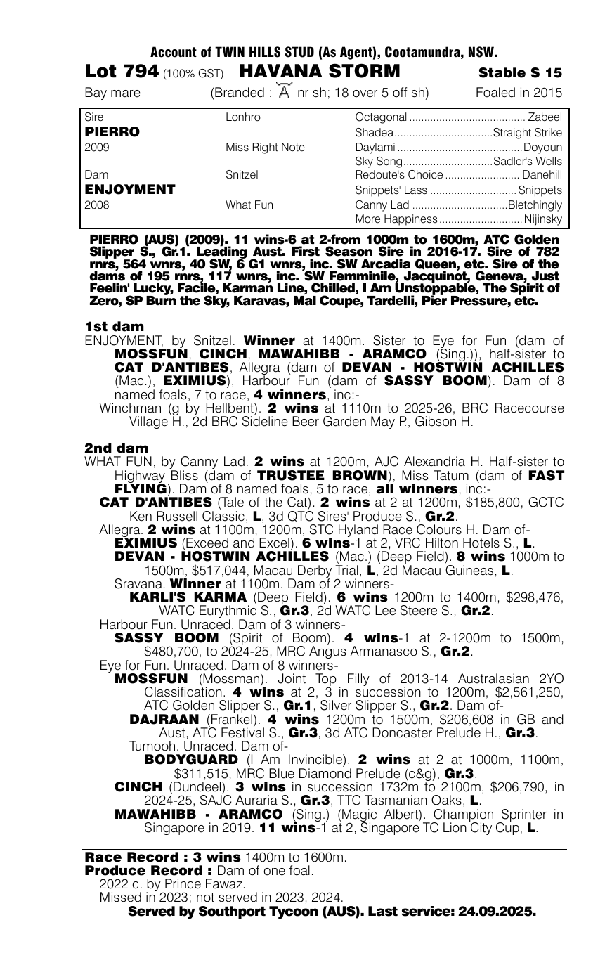 Pedigree - Lot 794