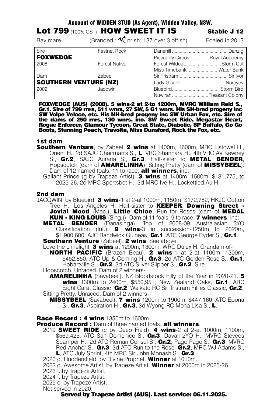 Pedigree - Lot 799