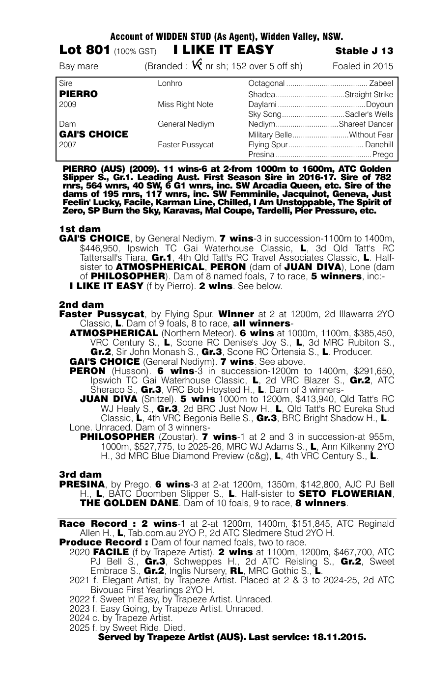 Pedigree - Lot 801