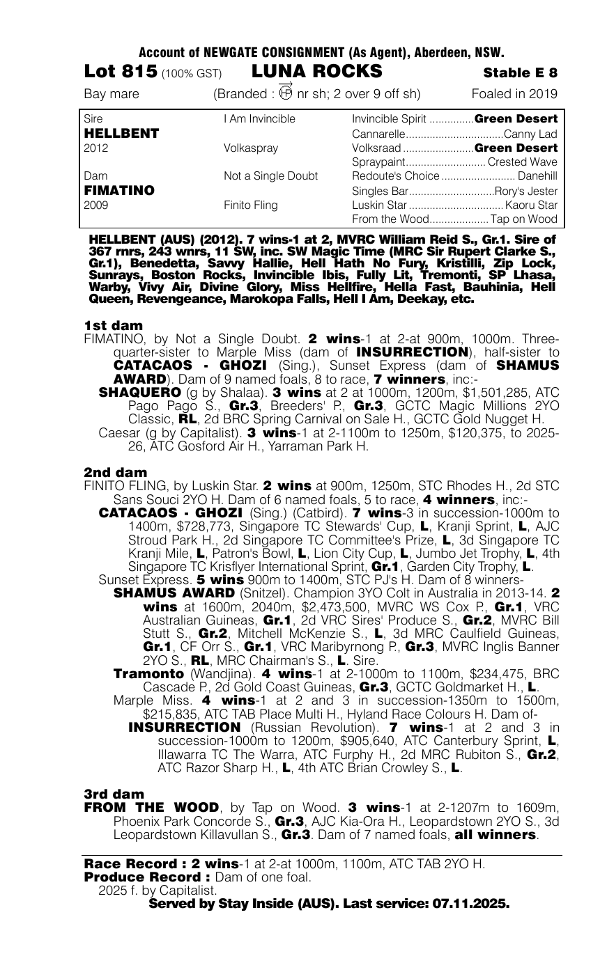 Pedigree - Lot 815