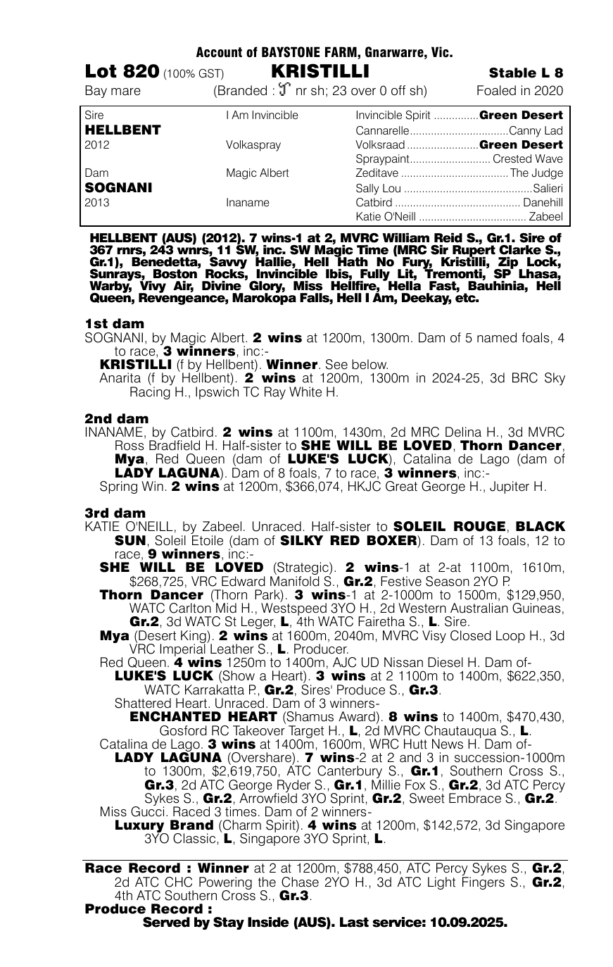 Pedigree - Lot 820