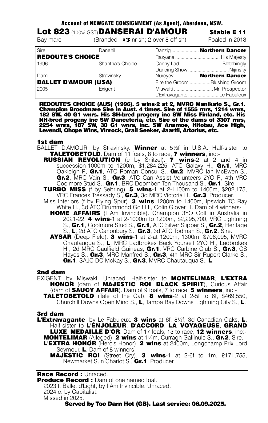Pedigree - Lot 823