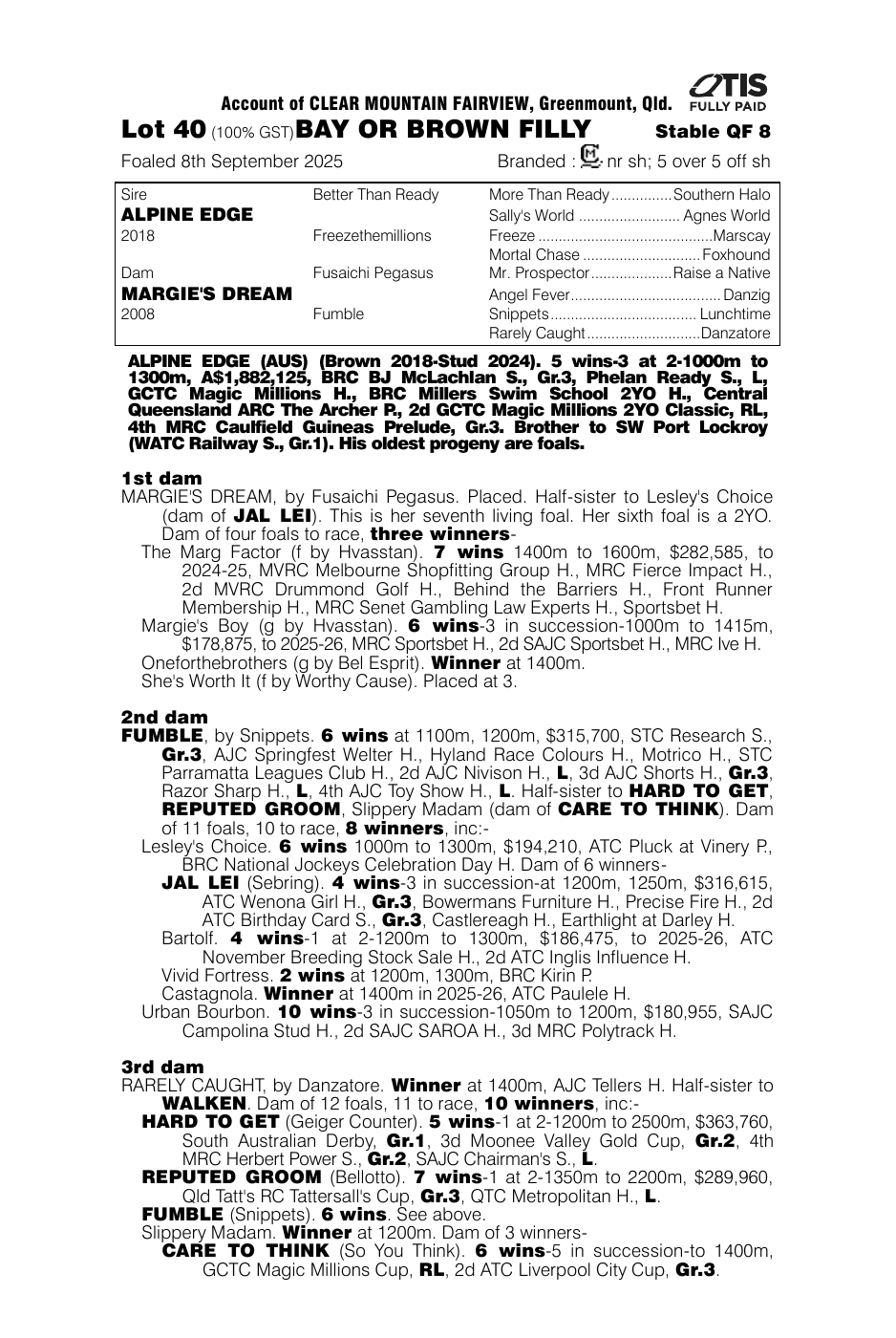 Pedigree - Lot 40