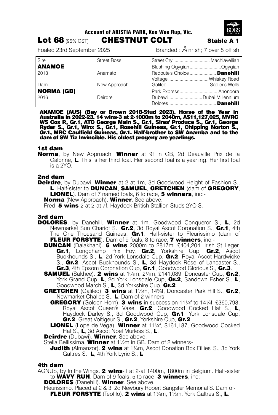 Pedigree - Lot 68