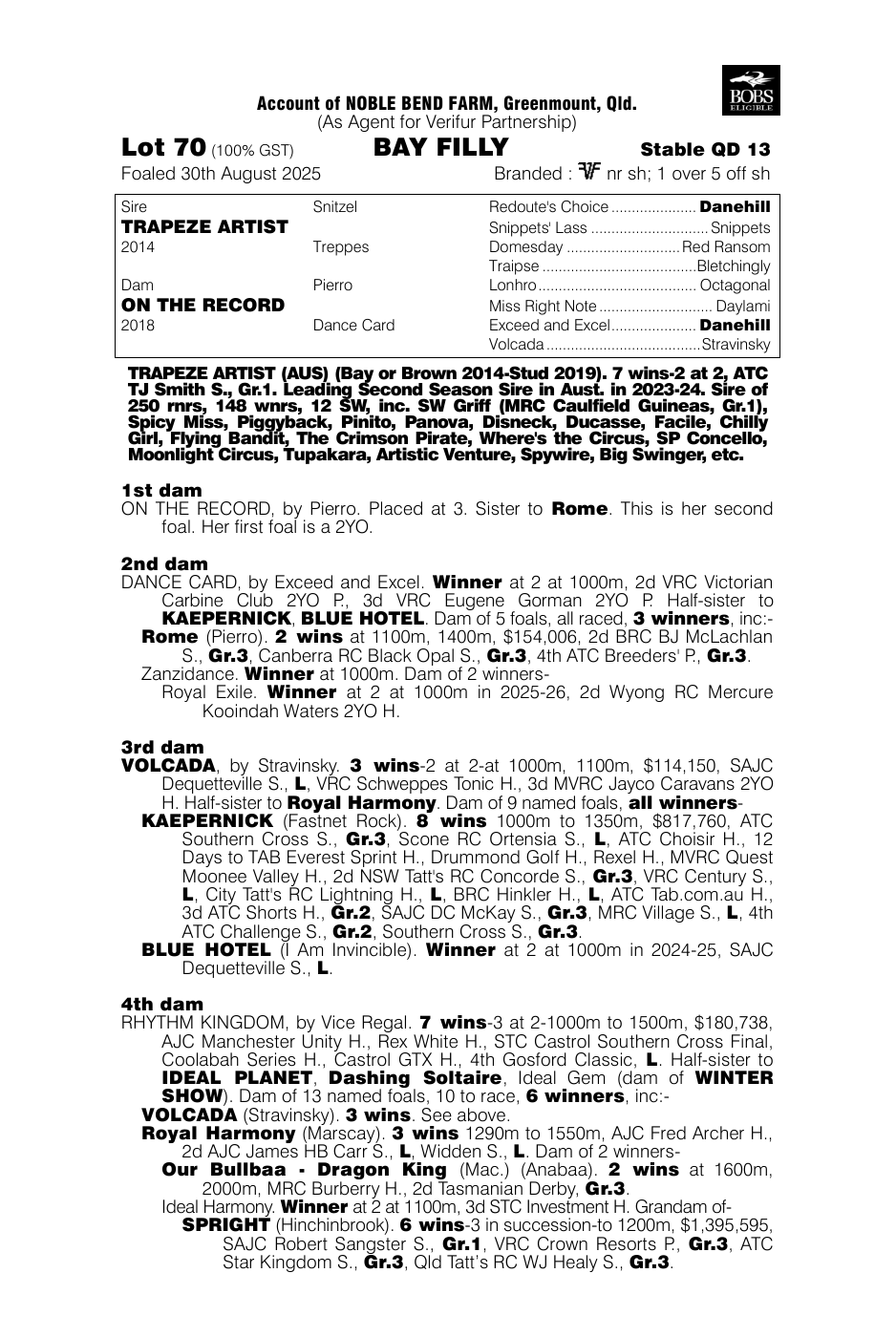Pedigree - Lot 70