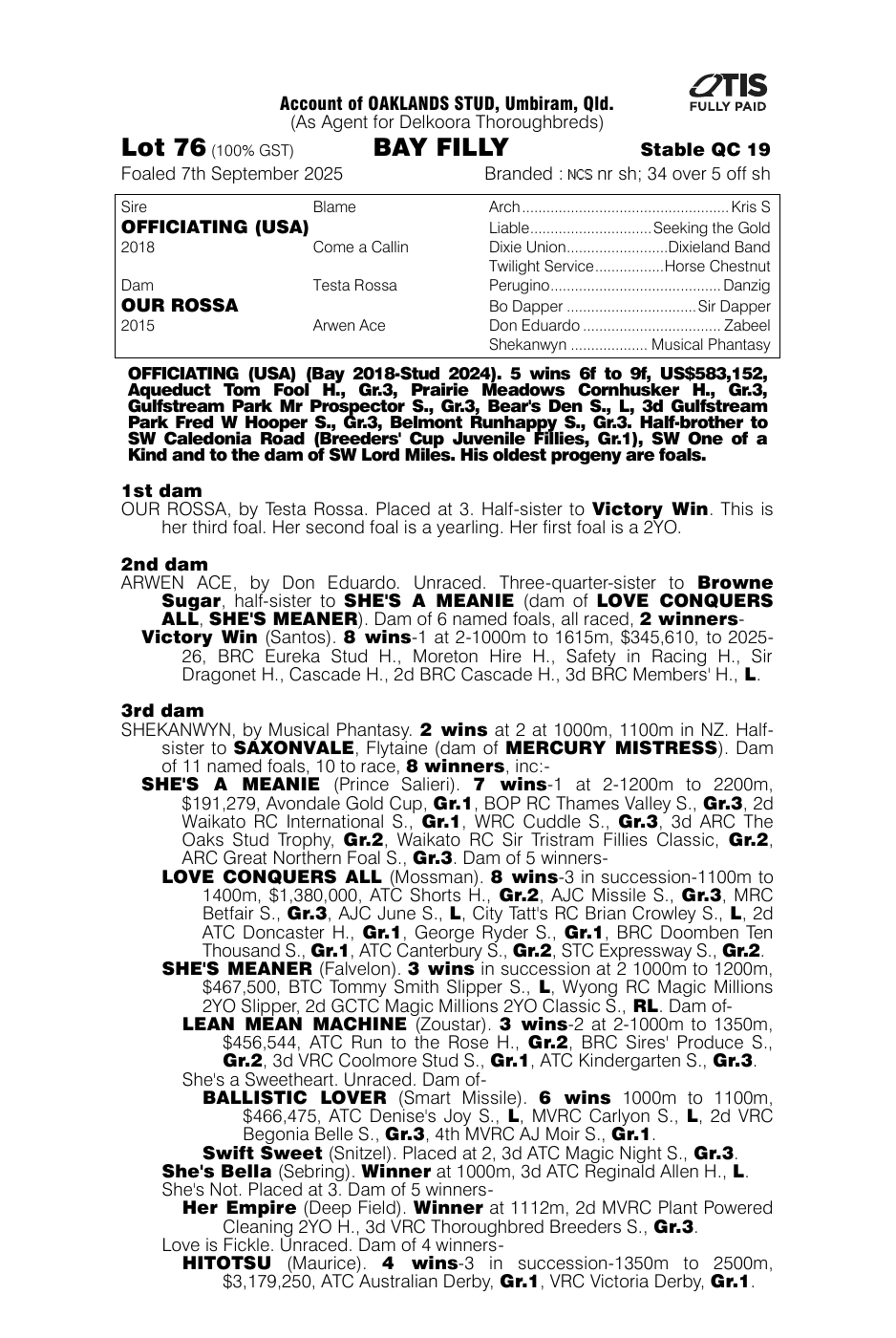 Pedigree - Lot 76