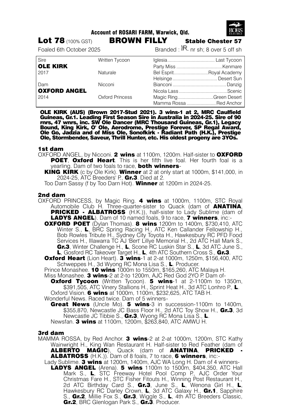 Pedigree - Lot 78