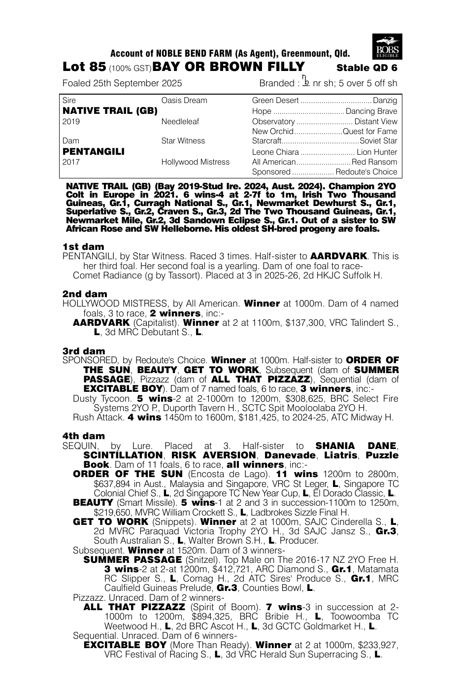 Pedigree - Lot 85
