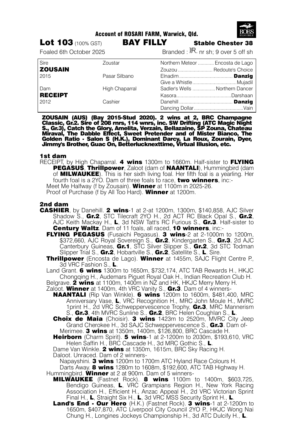Pedigree - Lot 103