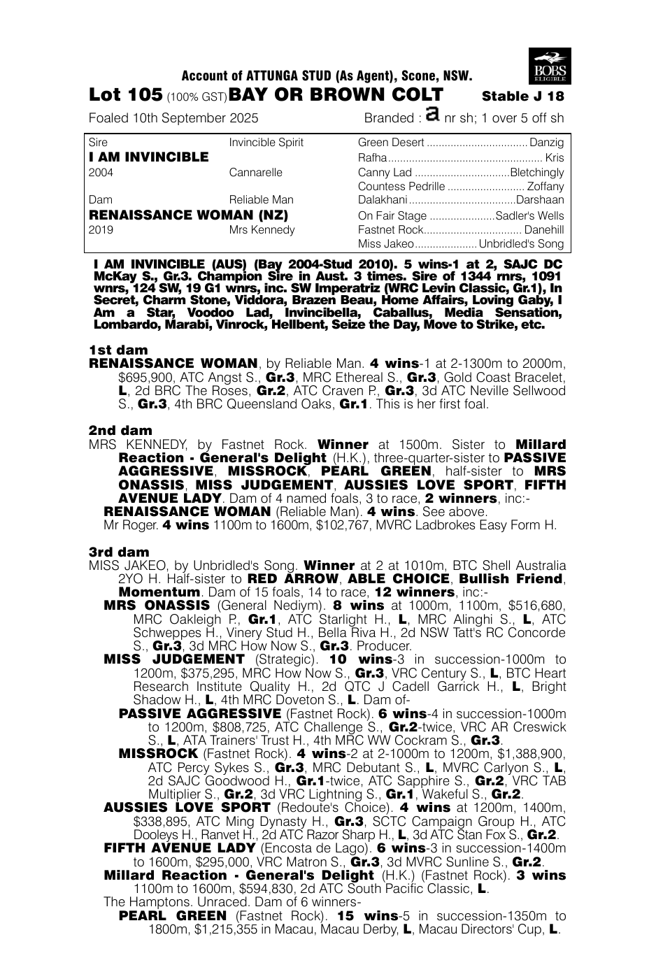 Pedigree - Lot 105