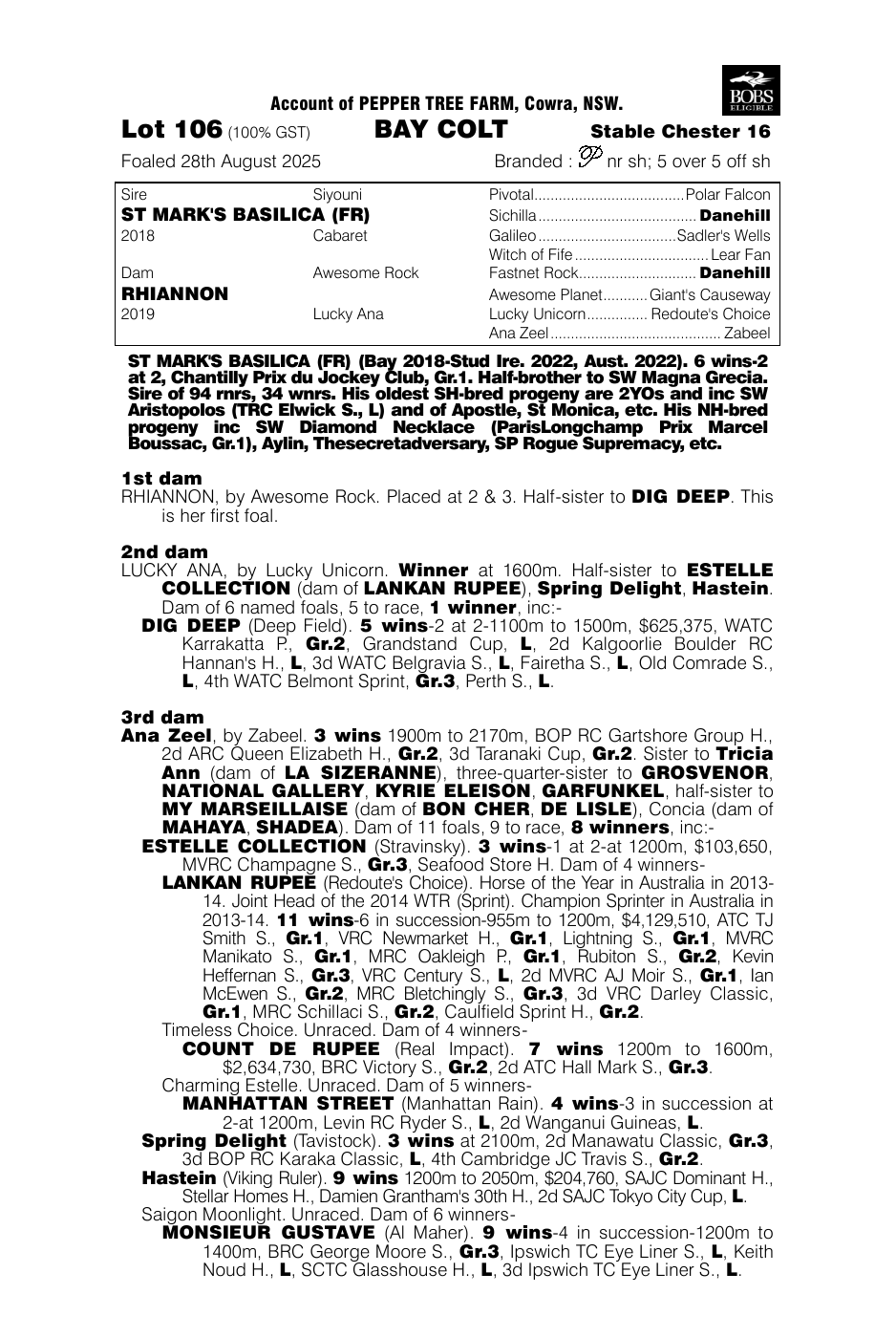 Pedigree - Lot 106