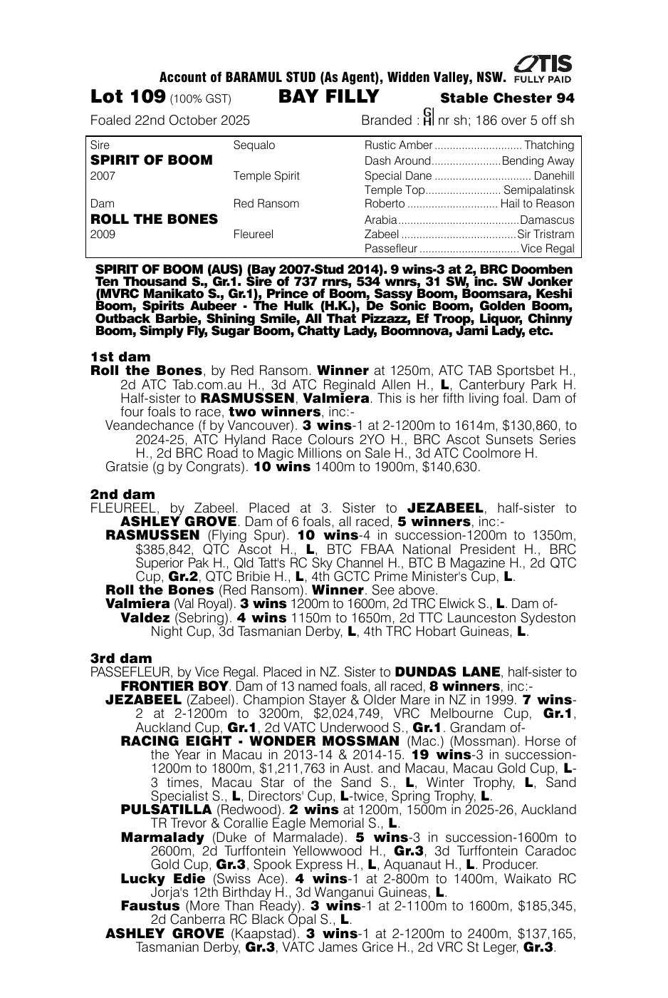 Pedigree - Lot 109