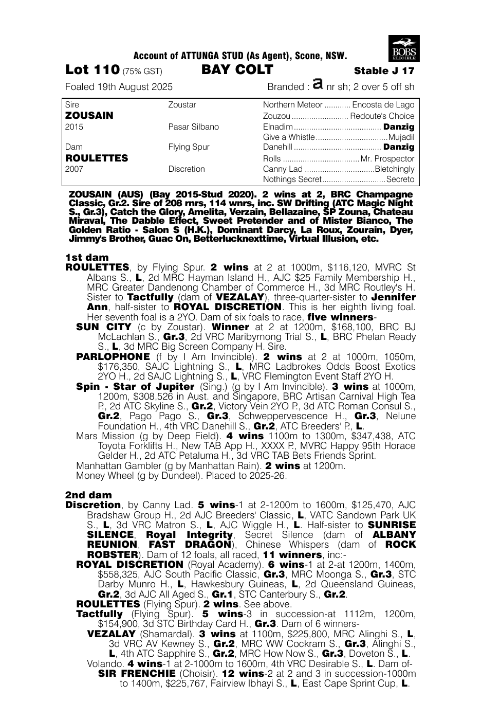 Pedigree - Lot 110